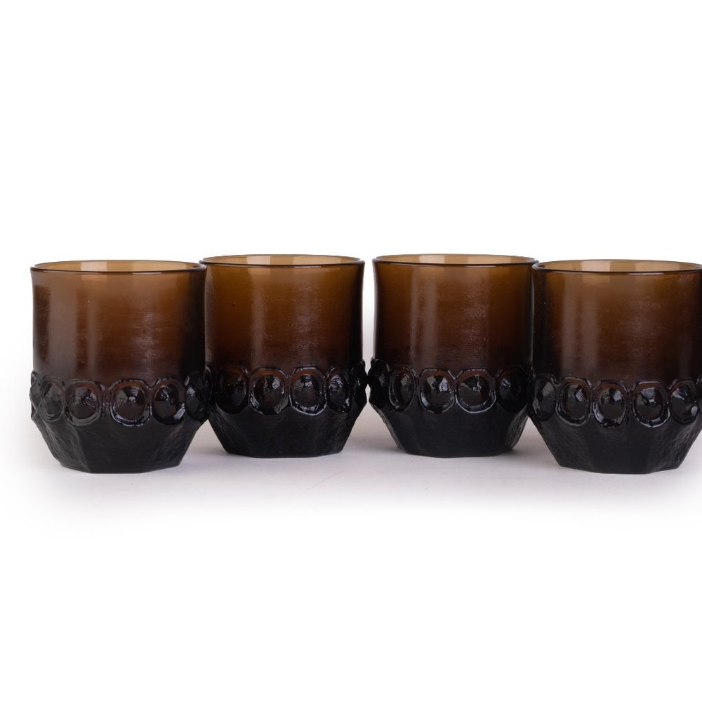 Vintage Franciscan Madeira Double Smoke Brown Mid Century Set of 4 tumblers